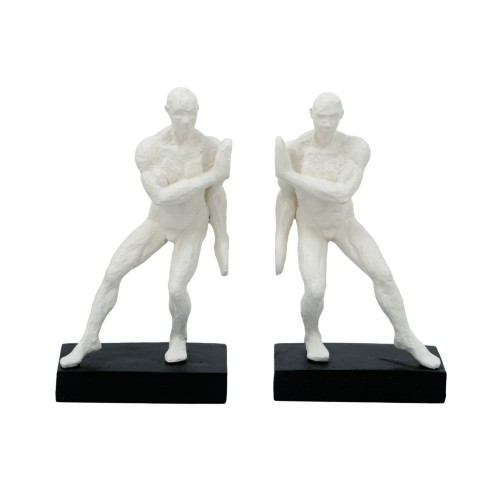 Artekko Gymnast Bookends Λευκοί Βιβλιοστάτες Ρητίνης με Ανδρική Φιγούρα (13.5x9x25)cm 2pcs - 13.5cm  x 9cm  x 25cm