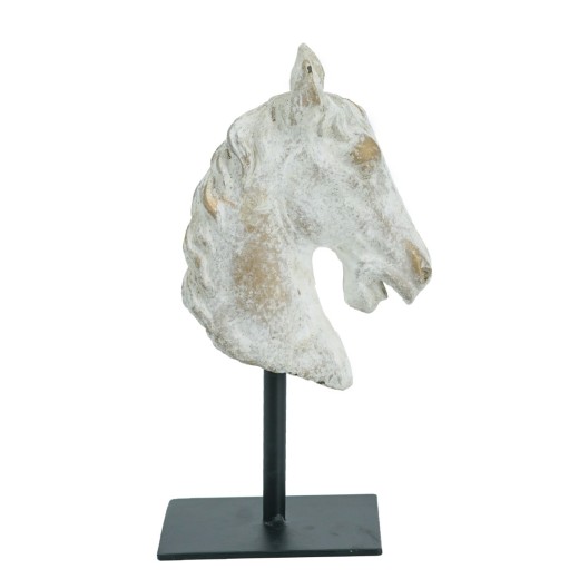 Artekko Horse Μπεζ Τσιμεντένιο Διακοσμητικό Άλογο σε Μεταλλική Μαύρη Βάση (12x8x21.5)cm - 12cm  x 8cm  x 21.5cm