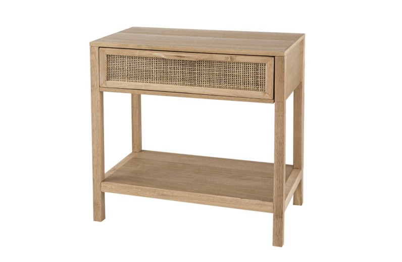 Artekko Cons MDF Κομοδίνο με Ψάθα σε Φυσική Απόχρωση (55x30x55)cm - 55cm  x 30cm  x 55cm