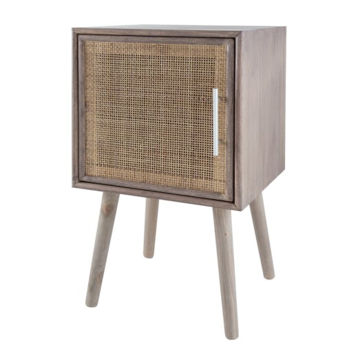 Artekko Cons MDF Κομοδίνο με Ψάθα σε Φυσική Απόχρωση (40x38x72)cm - 40cm  x 38cm  x 72cm