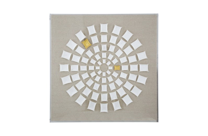 Artekko Mosaic Μπεζ Διακοσμητικός Πίνακας με Λευκή Χάρτινη Τεχνοτροπία σε Plexiglass Κορνίζα (90x5x90)cm - 90cm  x 5cm  x 90cm