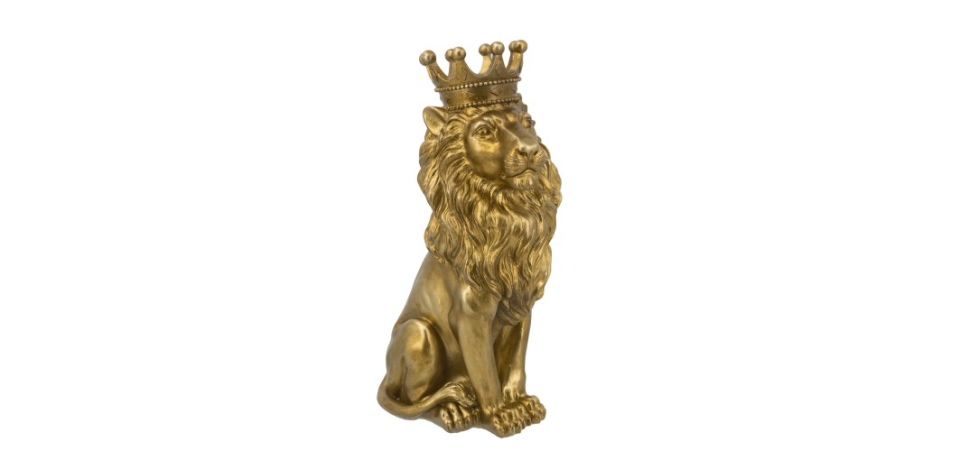 Artekko Lion Χρυσό Επιτραπέζιο Διακοσμητικό Λιοντάρι Ρητίνης (19x13x33)cm - 19cm  x 13cm  x 33cm