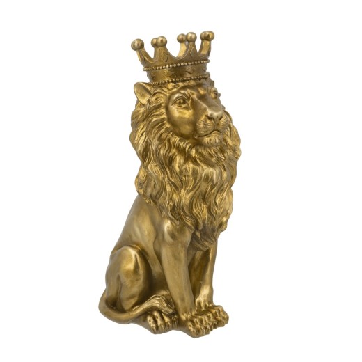 Artekko Lion Χρυσό Επιτραπέζιο Διακοσμητικό Λιοντάρι Ρητίνης (19x13x33)cm - 19cm  x 13cm  x 33cm