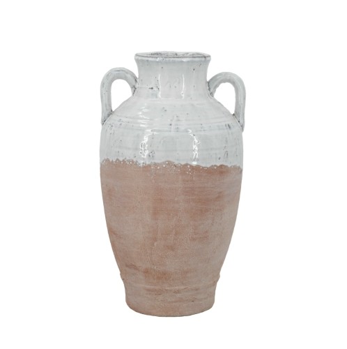 Artekko Candia Βάζο από Τερακότα σε Λευκό με Μπεζ (22x22x40)cm - 22cm  x 22cm  x 40cm