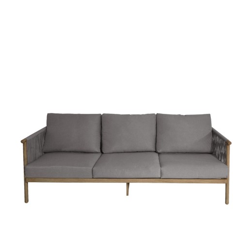 Artekko Alu Τριθέσιος Καναπές με Σχοινί και Σκελετό Αλουμινίου με Γκρι Μαξιλάρια (186x80x65)cm - 186cm  x 80cm  x 65cm