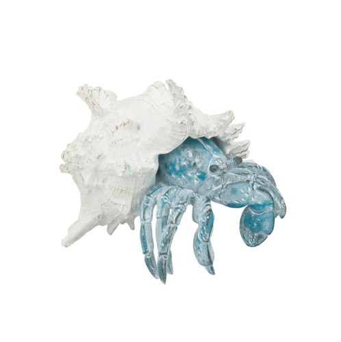 Artekko Animal Μπλε Επιτραπέζιο Διακοσμητικό Καβούρι σε Λευκό Κοχύλι από Ρητίνη (18.5x18x14.5)cm - 18.5cm  x 18cm  x 14.5cm