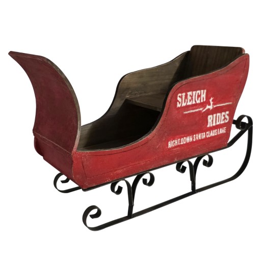 Artekko Xmas Κόκκινο Ξύλινο Έλκηθρο (52x21x35)cm - 52cm  x 21cm  x 35cm