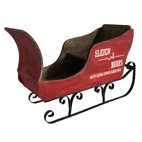 Artekko Xmas Κόκκινο Ξύλινο Έλκηθρο (52x21x35)cm - 52cm  x 21cm  x 35cm