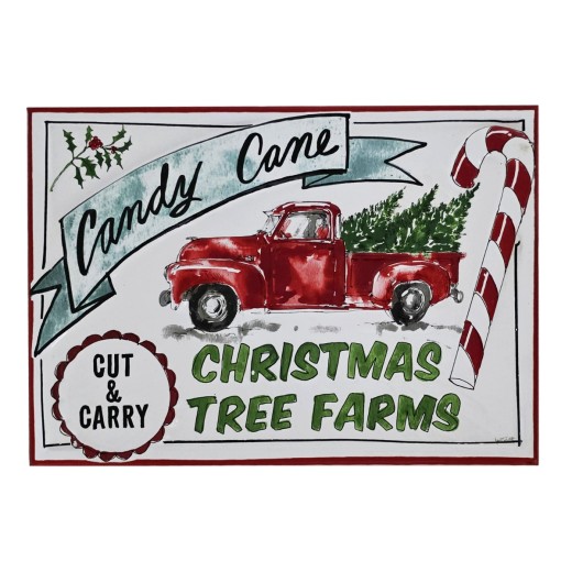 Artekko Xmas Sign Λευκή Μεταλλική Πινακίδα Τοίχου με Κόκκινα Σχέδια (45x30x1)cm - 45cm  x 30cm  x 1cm