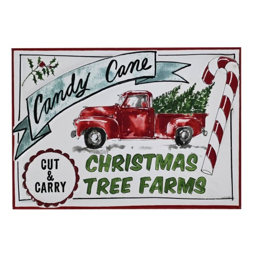 Artekko Xmas Sign Λευκή Μεταλλική Πινακίδα Τοίχου με Κόκκινα Σχέδια (45x30x1)cm - 45cm  x 30cm  x 1cm