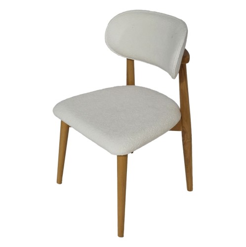 Artekko Bomonti Λευκή Καρέκλα με Μπουκλέ Ύφασμα (50x50x85)cm - 50cm  x 50cm  x 85cm