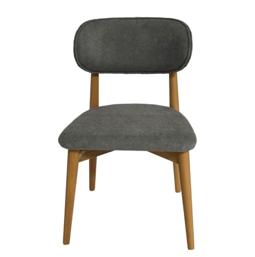 Artekko Bomonti Γκρι Καρέκλα με Μπουκλέ Ύφασμα (50x50x85)cm - 50cm  x 50cm  x 85cm