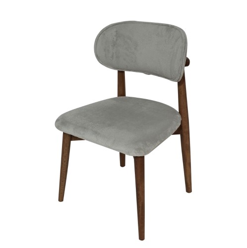 Artekko Bomonti Γκρι Καρέκλα με Μπουκλέ Ύφασμα (50x50x85)cm - 50cm  x 50cm  x 85cm