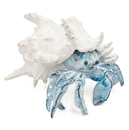 Artekko Animal Μπλε Επιτραπέζιο Διακοσμητικό Καβούρι σε Λευκό Κοχύλι από Ρητίνη (23.5x23.5x17.8)cm - 23.5cm  x 23.5cm  x 17.8cm