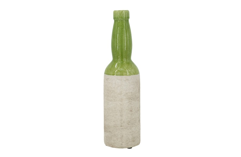 Artekko Candia Πράσινο Κεραμικό Βάζο με Μπεζ (9.5x9.5x35)cm - 9.5cm  x 9.5cm  x 35cm