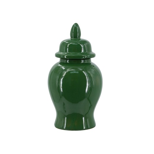 Artekko Melania Πράσινο Κεραμικό Διακοσμητικό Δοχείο Βάζο με Καπάκι (16x16x31)cm - 16cm  x 16cm  x 31cm