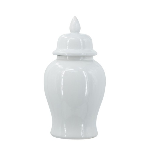 Artekko Melania Λευκό Κεραμικό Διακοσμητικό Δοχείο Βάζο με Καπάκι (24x24x48)cm - 24cm  x 24cm  x 48cm