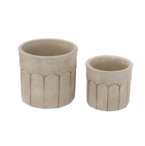 Artekko Cement Μπεζ Τσιμεντένια Κασπώ (19x19x18)cm 2pcs - 19cm  x 19cm  x 18cm
