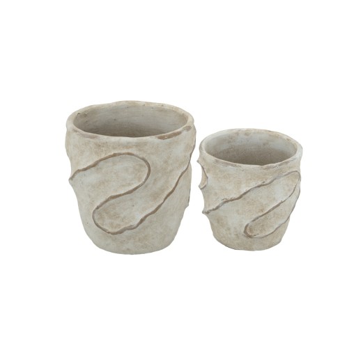 Artekko Cement Μπεζ Τσιμεντένια Κασπώ (18x18x18)cm 2pcs - 18cm  x 18cm  x 18cm