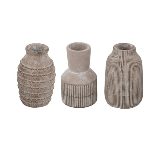 Artekko Cement Καφέ Τσιμεντένια Βάζα (9.5x9.5x15)cm 3pcs - 9.5cm  x 9.5cm  x 15cm