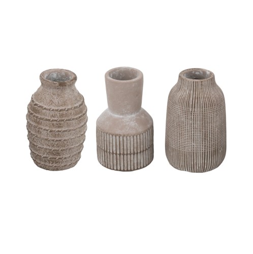 Artekko Cement Καφέ Τσιμεντένια Βάζα (9.5x9.5x15)cm 3pcs - 9.5cm  x 9.5cm  x 15cm