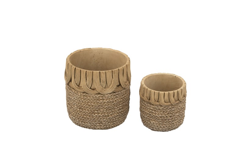Artekko Cement Καφέ Τσιμεντένια Κασπώ (20x20x20)cm 2pcs - 20cm  x 20cm  x 20cm