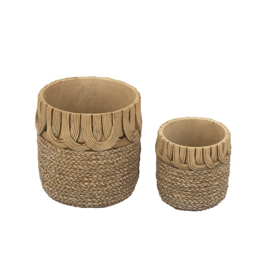 Artekko Cement Καφέ Τσιμεντένια Κασπώ (20x20x20)cm 2pcs - 20cm  x 20cm  x 20cm