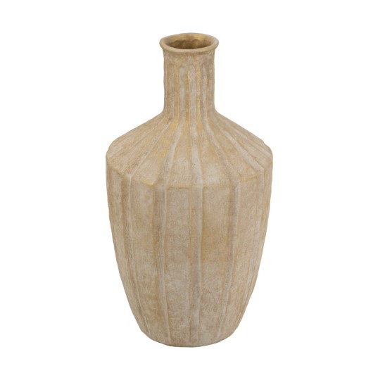 Artekko Candia Μπεζ Βάζο από Τερακότα με Χρυσό Φινίρισμα (23x23x43.5)cm - 23cm  x 23cm  x 43.5cm