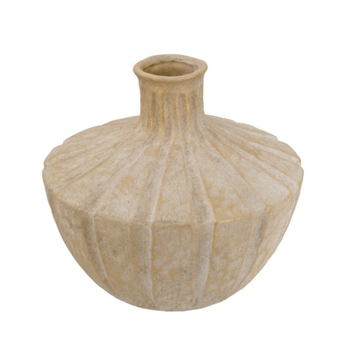 Artekko Candia Μπεζ Βάζο από Τερακότα με Χρυσό Φινίρισμα (28x28x25.5)cm - 28cm  x 28cm  x 25.5cm