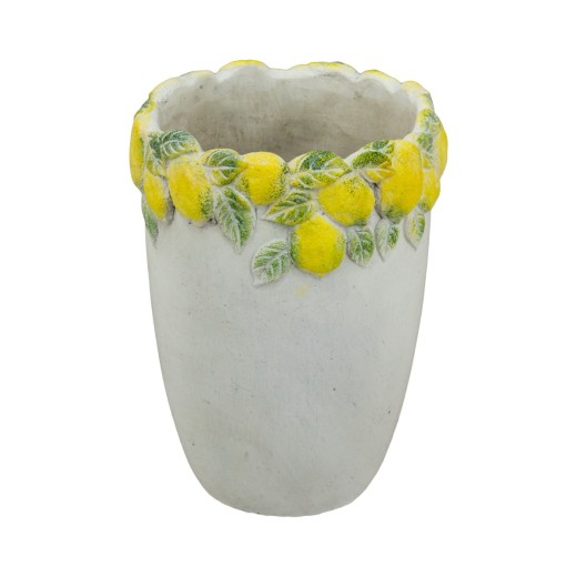 Artekko Lemon Εκρού Τσιμεντένιο Βάζο με Λεμόνια (17x17x22.5)cm - 17cm  x 17cm  x 22.5cm
