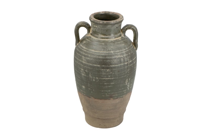 Artekko Antique Βάζο από Τερακότα σε Πράσινη με Μπεζ Αποχρώση (22x22x40)cm - 22cm  x 22cm  x 40cm