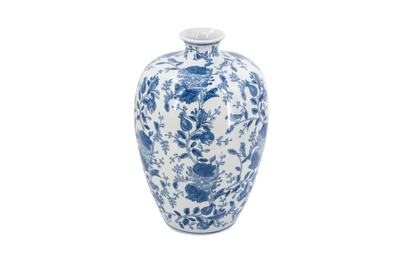 Artekko Melania Βάζο από Πορσελάνη σε Άσπρο και Μπλε (29x29x44.5)cm - 29cm  x 29cm  x 44.5cm