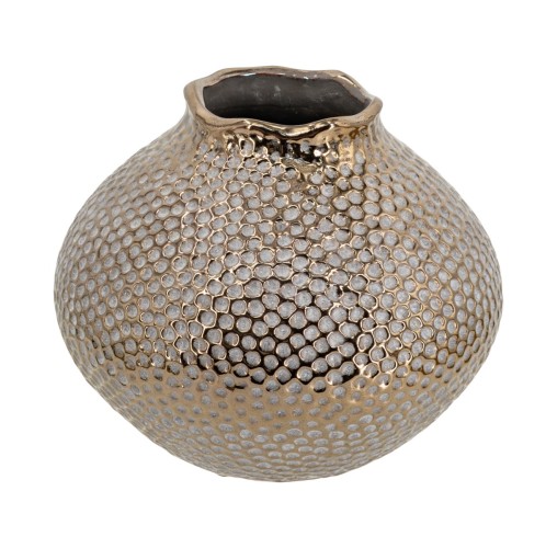 Artekko Lidded Μπρονζέ Κεραμικό Βάζο (21x21x18)cm - 21cm  x 21cm  x 18cm