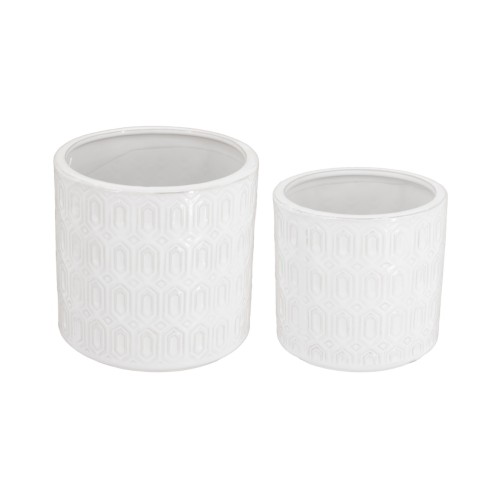 Artekko Planter Λευκά Κεραμικά Κασπώ (18x18x17)cm 2 pcs - 18cm  x 18cm  x 17cm