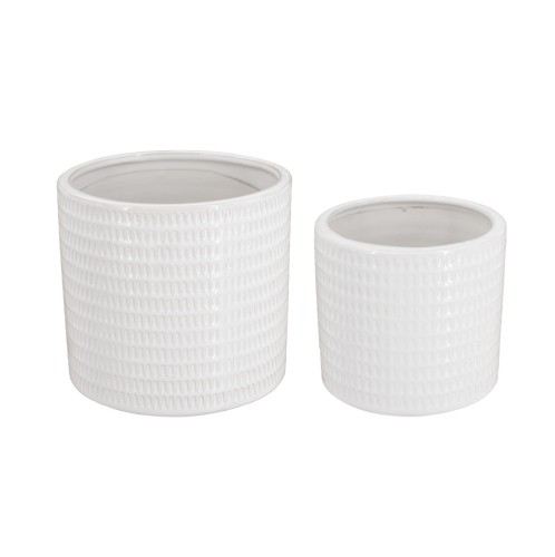 Artekko Planter Λευκά Κεραμικά Κασπώ (18x18x17)cm 2 pcs - 18cm  x 18cm  x 17cm