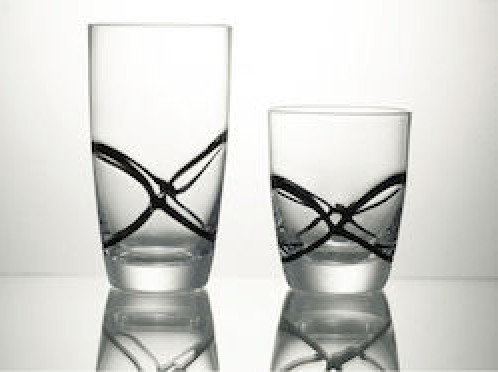 Χειροποίητα ποτήρια whiskey X-Treme Black από φυσητό γυαλί (σετ 6 τεμ.)