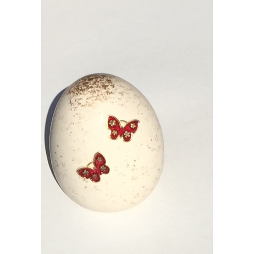 Αυγό χειροποίητο Butterfly ivory/red 7,50X10,50 εκ.