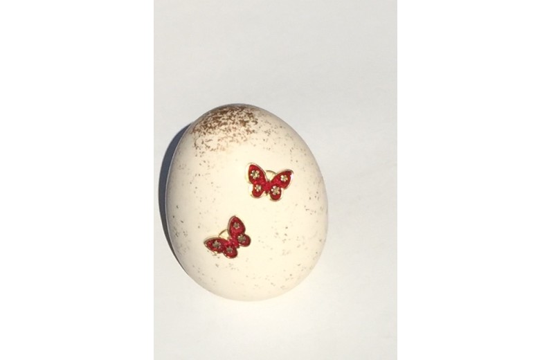 Αυγό χειροποίητο Butterfly ivory/red 7,50X10,50 εκ.