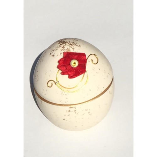 Αυγό χειροποίητο ανοιγόμενο Velvet ivory/red 9X13 εκ.