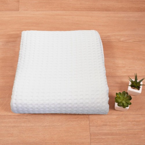 Κουβέρτα πικέ λευκή 280 gr/m2 170X260 100% βαμβακερή