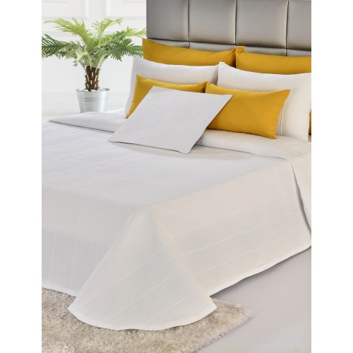 Κουβέρτα AUREA λευκή 80% βαμβάκι 20% polyester 240X270