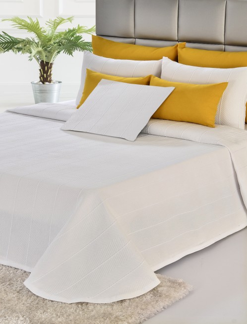 Κουβέρτα AUREA λευκή 80% βαμβάκι 20% polyester 170X270