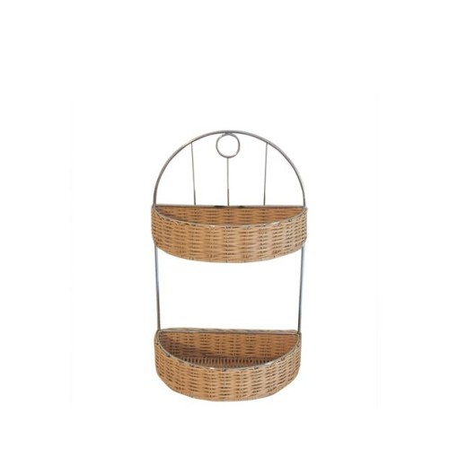 Διόροφη ραφιέρα ψάθινη 25x13x41 εκ.