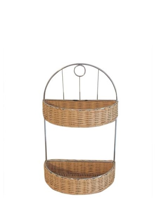 Διόροφη ραφιέρα ψάθινη 25x13x41 εκ.
