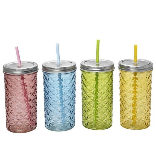 ΣΕΤ 6 ΤΕΜ. ΠΟΤΗΡΙΑ ΜΕ ΚΑΠ.&ΚΑΛΑΜ. 475ML 8.5χ16ΕΚ. ASS4COLORS