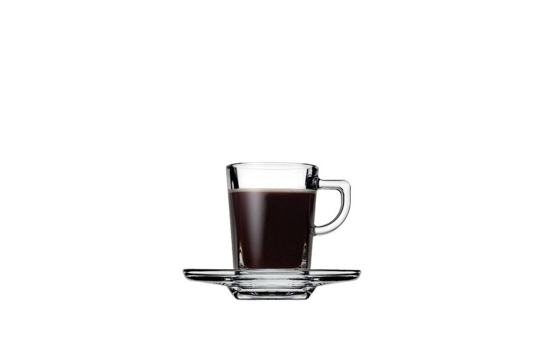 CARRE CUP AND SAUCER ESPRESSO TEMPERED 75CC P1728
