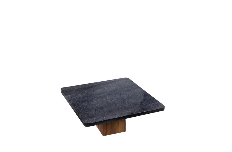 ΤΕΤΡΑΓΩΝΟ ΜΑΥΡΟ ΣΤΑΝΤ ΑΠΌ ΜΑΡΜΑΡΟ ΜΕ ΞΥΛΙΝΟ ΠΟΔΙ ΑΚΑΚΙΑΣ 25Χ25Χ11ΕΚ