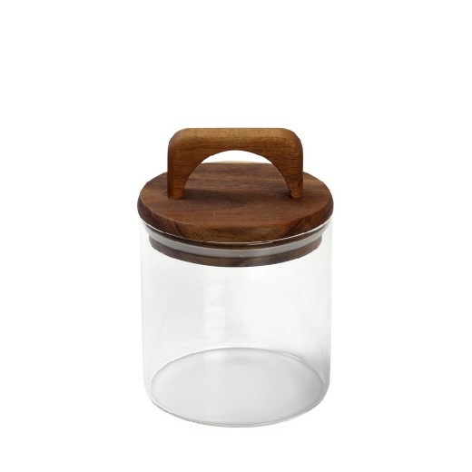 ΓΥΑΛΙΝΟ ΔΟΧΕΙΟ ΜΕ ΚΑΠΑΚΙ BAMBOO 550ML 10X14,5EK