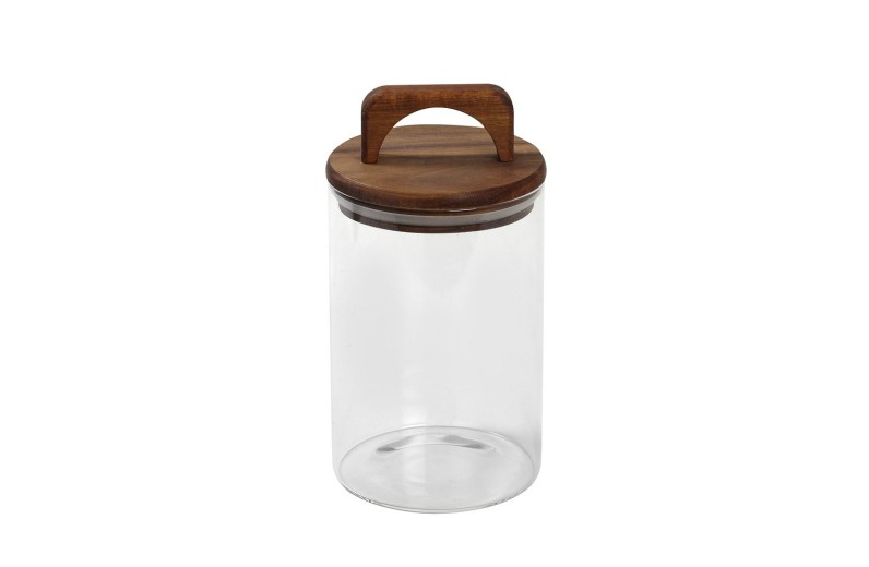 ΓΥΑΛΙΝΟ ΔΟΧΕΙΟ ΜΕ ΚΑΠΑΚΙ BAMBOO 950ML 10X19,5EK