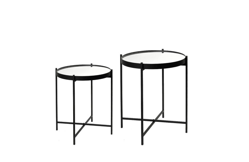 ΤΡΑΠΕΖΑΚΙ SET/2 ΜΕΤΑΛ. ΣΤΡΟΓΓ. ΜΑΥΡΟ ΜΕ ΚΑΘΡΕΠΤΗ  D40/45XH45,5/50,5ΕΚ